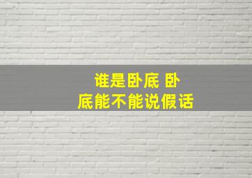 谁是卧底 卧底能不能说假话